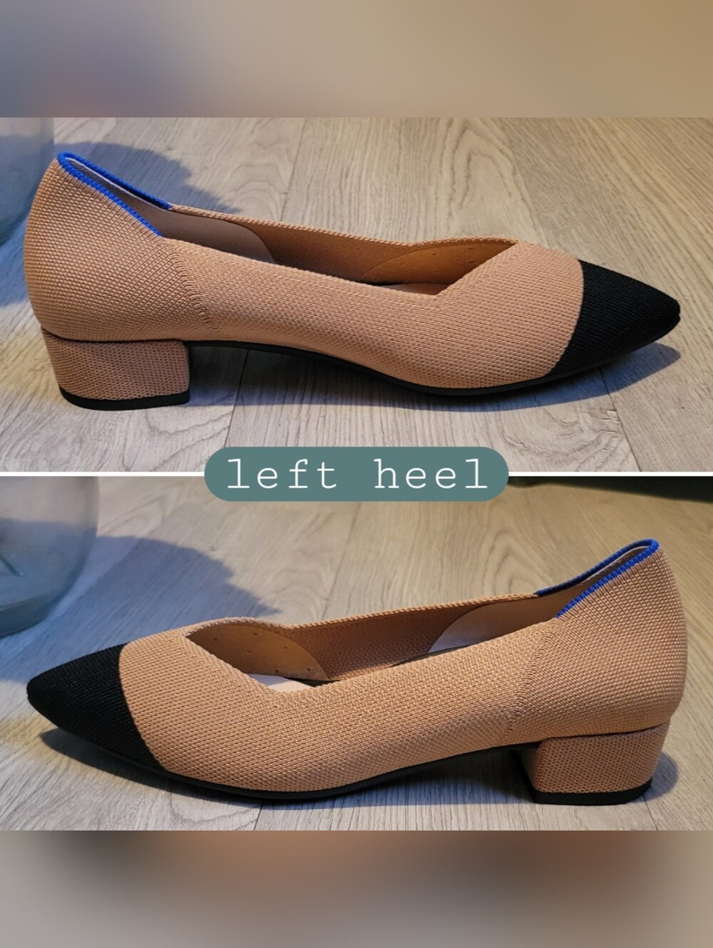 Rothy's The High Point Wren Beige & Black Cap-Toe Heel, Women's US 8.5 EU 38.5 - Picture 9 of 16